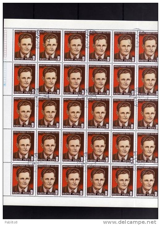 HUNGARY - UNGHERIA - MAGYAR 1974 ROBERT KREUTZ Death Anniversary Anti-Fascist Martyrs SHEET - FOGLIO USED - Ganze Bögen