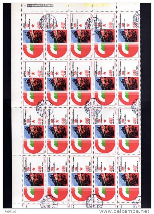 HUNGARY - UNGHERIA - MAGYAR 1975 40th ANNIVERSARY OF THE LIBERATION SHEET OF 50 STAMPS - FOGLIO DI 50 USED - Ganze Bögen