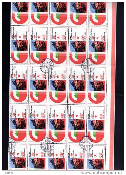 HUNGARY - UNGHERIA - MAGYAR 1975 40th ANNIVERSARY OF THE LIBERATION SHEET OF 50 STAMPS - FOGLIO DI 50 USED - Fogli Completi