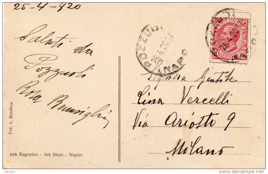 1920 CARTOLINA POZZUOLI SOLFATARA NAPOLI DENT. SPOST. - Pozzuoli