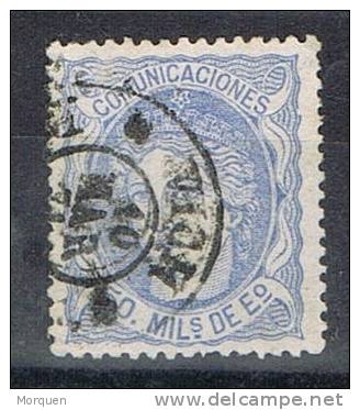 Sello 50 Milesimas Alegoria 1870, Fechador VICH (Barcelona), Num 107 º - Used Stamps