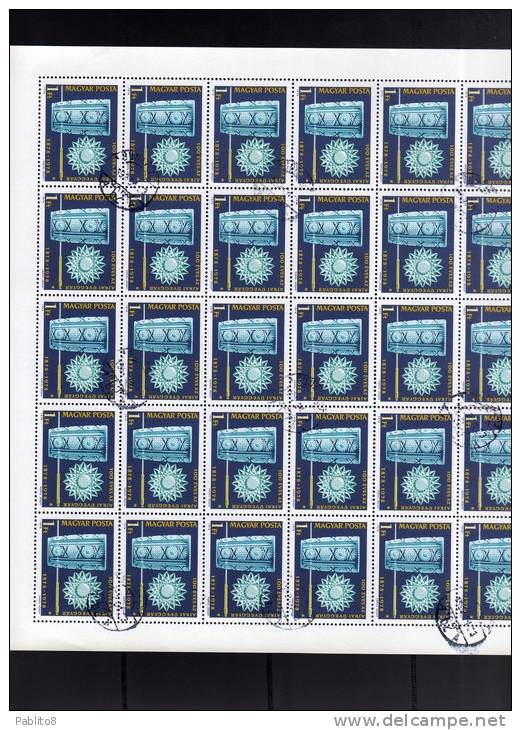 HUNGARY - UNGHERIA - MAGYAR 1988 Events Anniversary Centenary Of Ajka Glass Works. Vase Blowing Tube SHEET - FOGLIO USED - Full Sheets & Multiples
