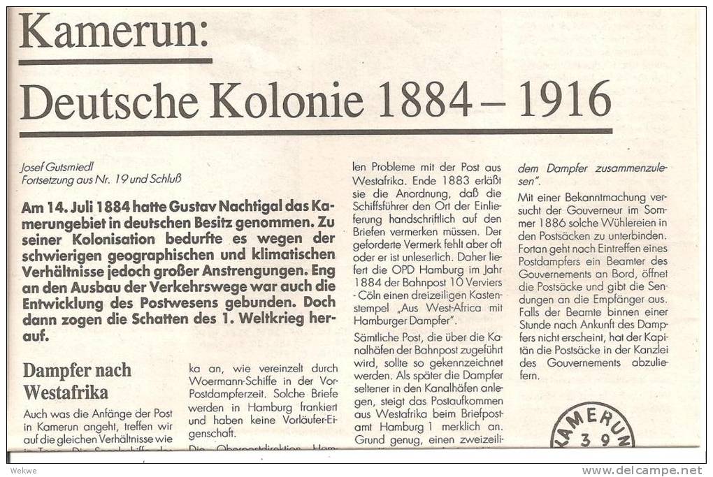 Dt. Kamerun  1884 - 1916 - Colonie E Uffici All'estero