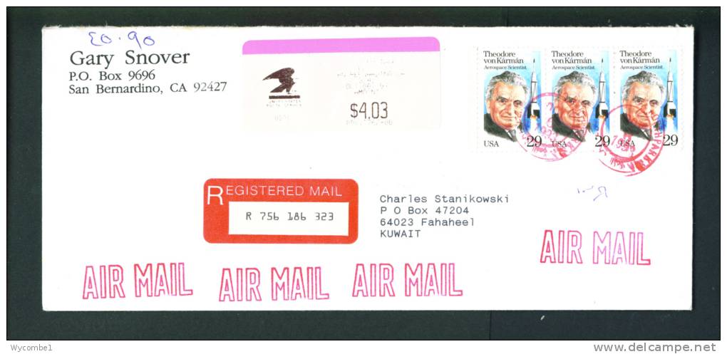 UNITED STATES  -  1993  Registered  Letter To Kuwait As Scans - Marcophilie
