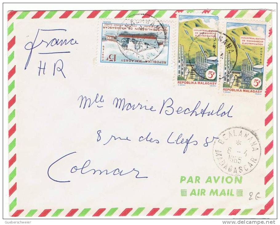 LA 50 - MADAGASCAR Belle Lettre Par Avion 1969 - Thèmes Electricité - Pétrole - Madagaskar (1960-...)