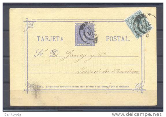 1876. CADIZ A JEREZ (CADIZ) - Lettres & Documents