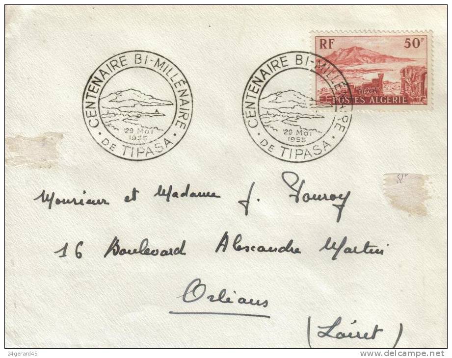 LETTRE ALGERIE OBLITERATION ILLUSTREE 1° JOUR 29/05/1955 T.P N°327 - Tipasa - Covers & Documents