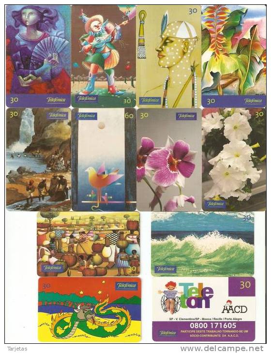 LOTE DE 50 TARJETAS DIFERENTES DE BRASIL DE TEMATICAS DE PINTURA-FLORES-ANIMALES, ETC. - Sammlungen