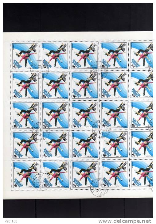 HUNGARY - UNGHERIA - MAGYAR 1979 Winter Olympic Games LAKE PLACID - Giochi Olimpici Invernali SHEET FOGLIO USED - Emisiones Locales