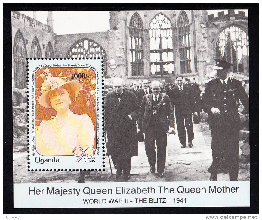 Uganda MNH Scott #781 Souvenir Sheet 1000sh Queen Mother's 90th Birthday - Ouganda (1962-...)