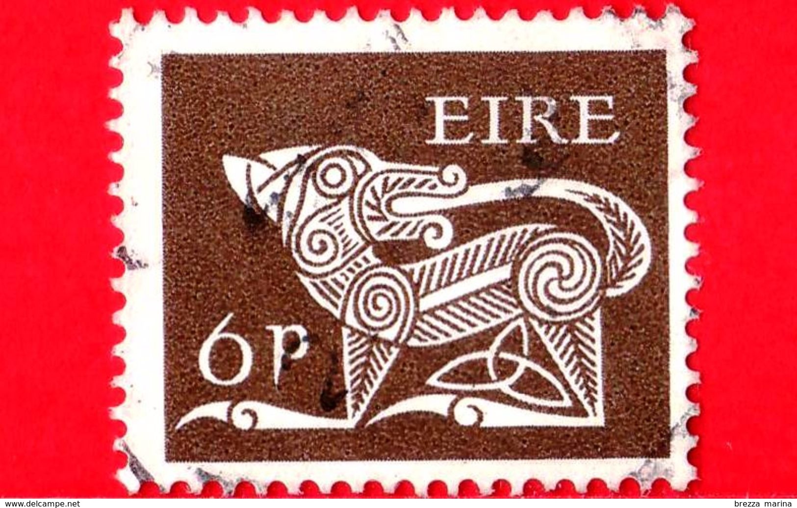 IRLANDA - EIRE - Usato - 1969 - Inizio Dell'arte Irlandese - Animali Stilizzati | Cani - Stylised Dog, 7th Century B - 6 - Oblitérés