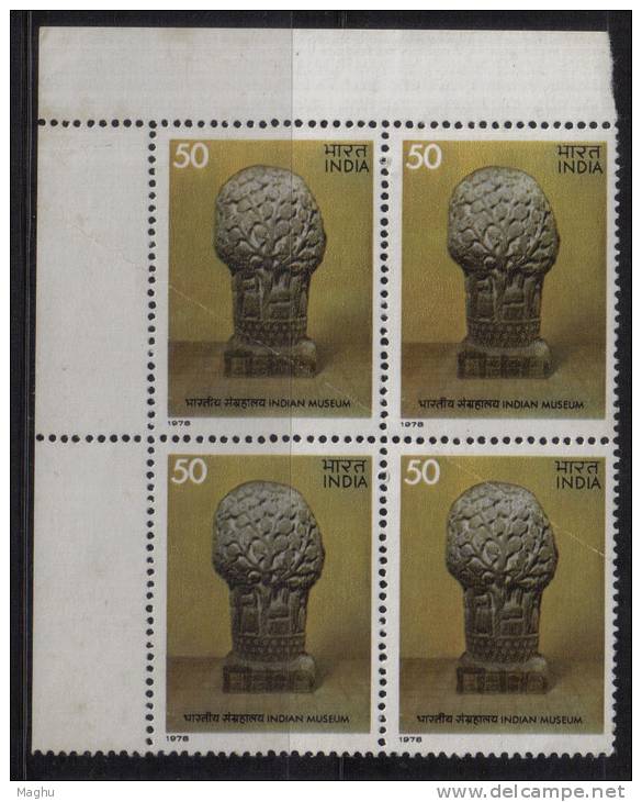 India MNh 1978, Block Of 4, 50p Indian Museums, Calcutta Museum - Blokken & Velletjes