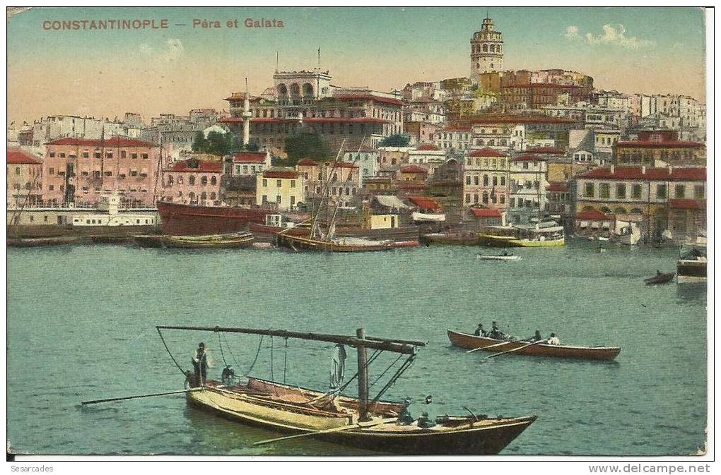 CONSTANTINOPLE - PERA ET GALATA, CPA (CAÏQUE) SCAN R/V - Turquia