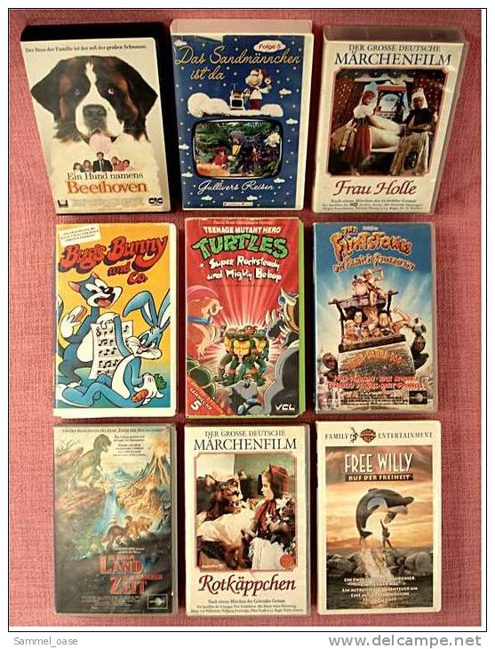 9 x VHS Video Kinderfilme ,  Sandmännchen - Frau Holle - Bugs Bunny - Flintstones - Turtles