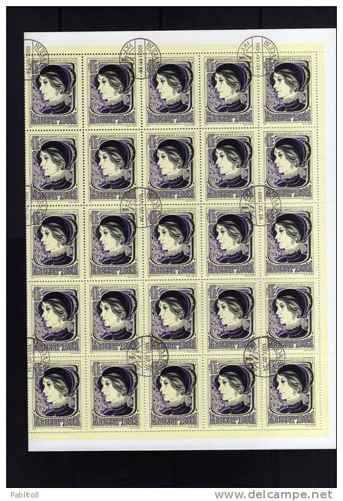 HUNGARY - UNGHERIA - MAGYAR 1980 Margit Kaffka SHEET FOGLIO USED - Fogli Completi