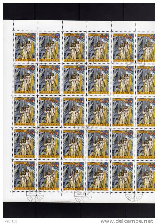 HUNGARY - UNGHERIA - MAGYAR 1980 Space, Soviet Intercosmos Sovietico-ungherese  SHEET FOGLIO USED - Ganze Bögen