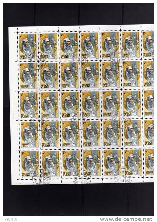 HUNGARY - UNGHERIA - MAGYAR 1982 Space, Moon, Space Research.Neil Armstrong First Man On Moon SPAZIO SHEET FOGLIO USED - Feuilles Complètes Et Multiples