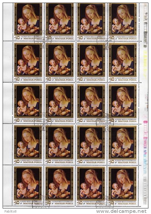 HUNGARY - UNGHERIA - MAGYAR 1982 Events 250 Anniversary Death Albrecht Durer Artist Madonna With Child SHEET FOGLIO USED - Ganze Bögen