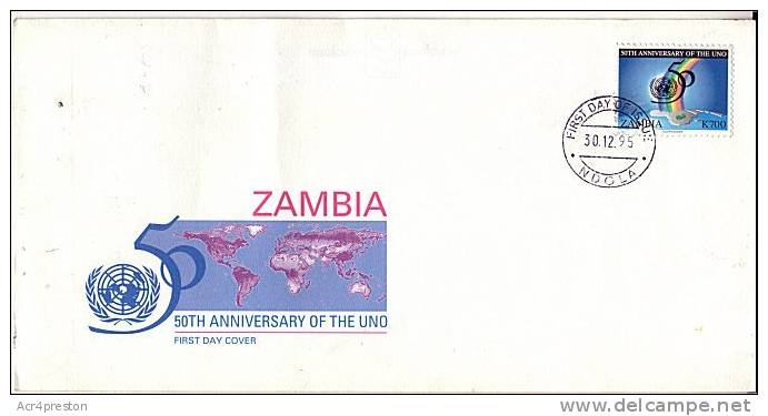 Zm0749f Zambia 1995, SG 749 50th Anniv UNO, FDC - Zambia (1965-...)