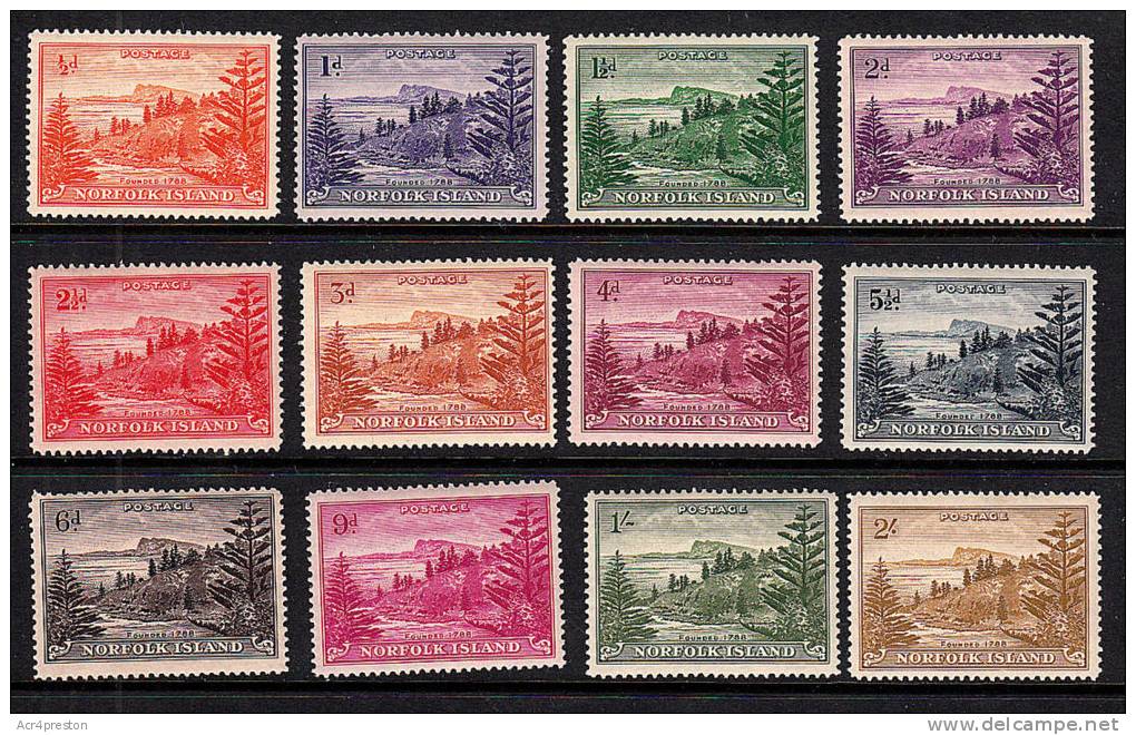 Msc615 Norfolk Island 1947, SG 1-12 (no 6a Or 12a) Lightly Mounted Mint - Norfolkinsel