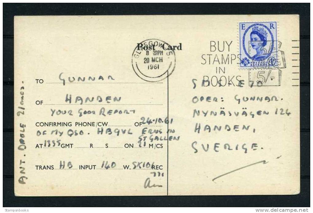 1961 Scotland Sweden GM3NFR Amateur Radio Postcard - Scotland