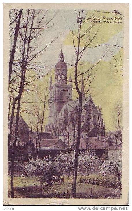 HAL = Eglise Notre-Dame - Carte Couleur (écrite) 1947 - Halle