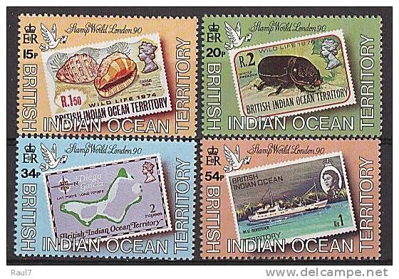 B.I.O.T. 1990 - Timbres Sur Timbres, London 1990 - 4v Neufs // Mnh CV €45 - Territoire Britannique De L'Océan Indien