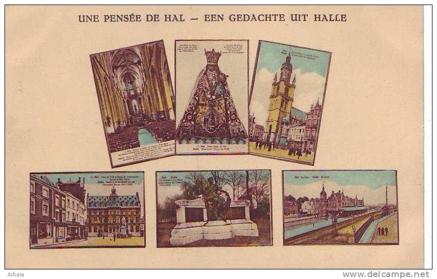 HALLE = Une Pensée De Hal - Carte Couleur - Carte 6 Vues (vierge) - Halle