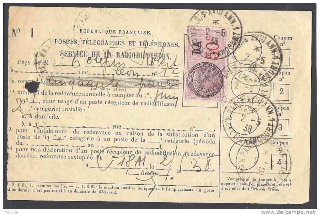 FRANCE - Rare Document Entier Du Service De La Radiodiffusion - Postes, Télégraphe Et Téléphone - 2 Scans - Radiodiffusion