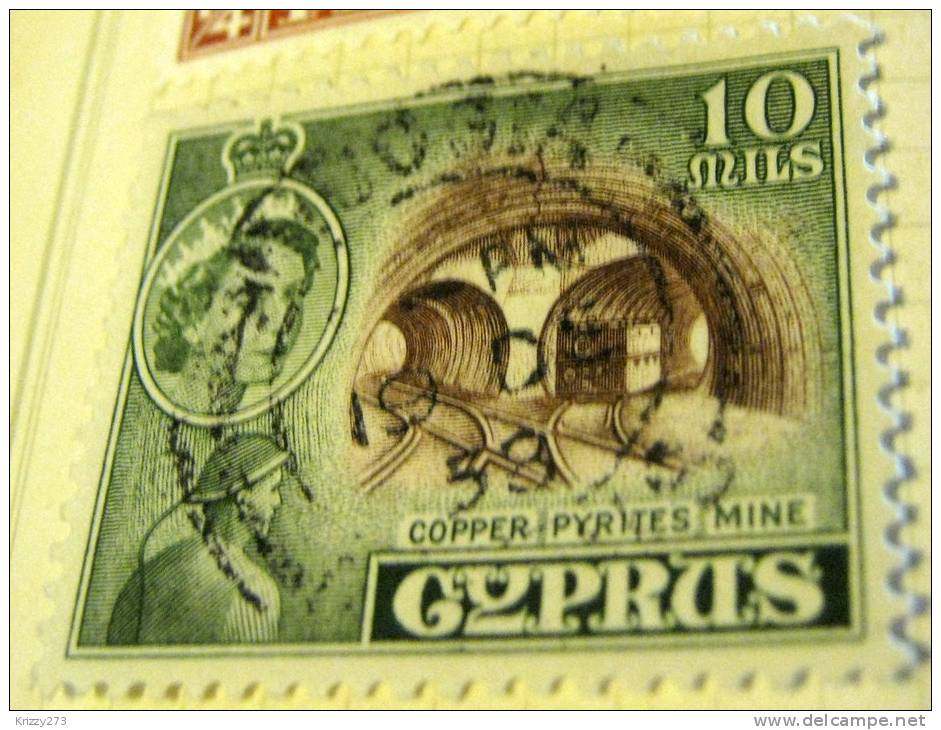 Cyprus 1955 Copper Pyrites Mine Queen Elizabeth II 10m - Used - Chypre (...-1960)