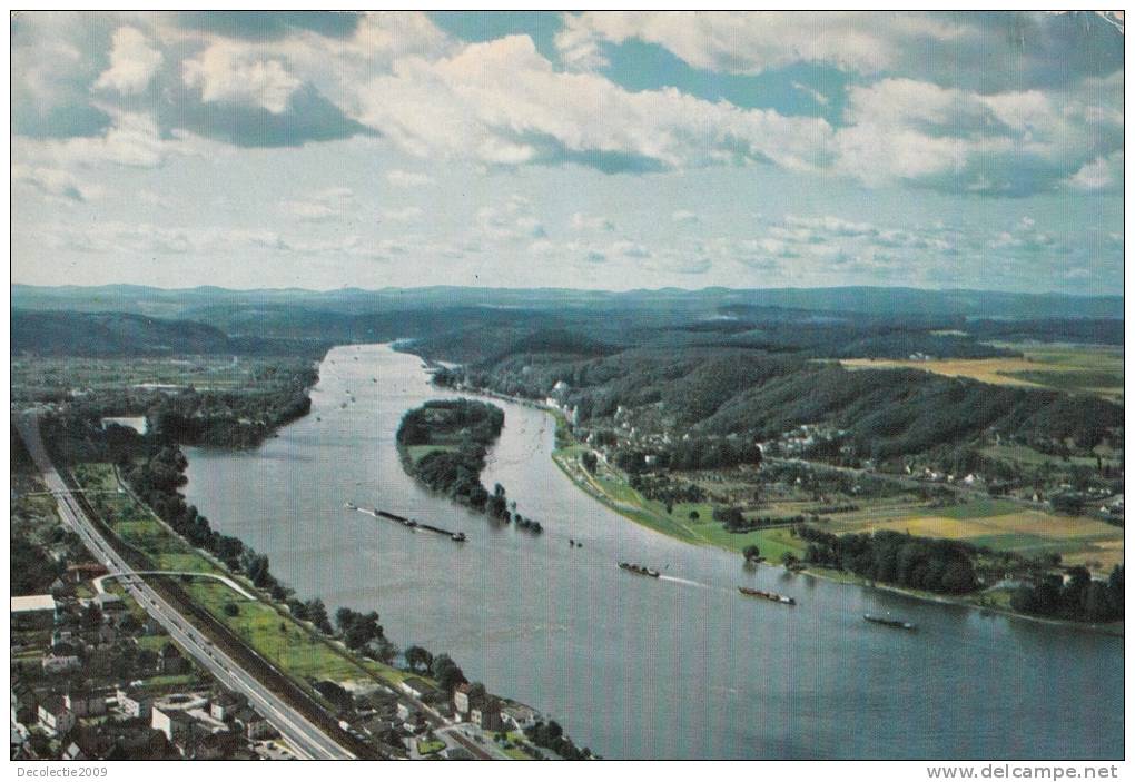 BR2040 View From The  Drachenfels On The Rhine Valley With Nonnenwerth Island   2 Scans - Koenigswinter