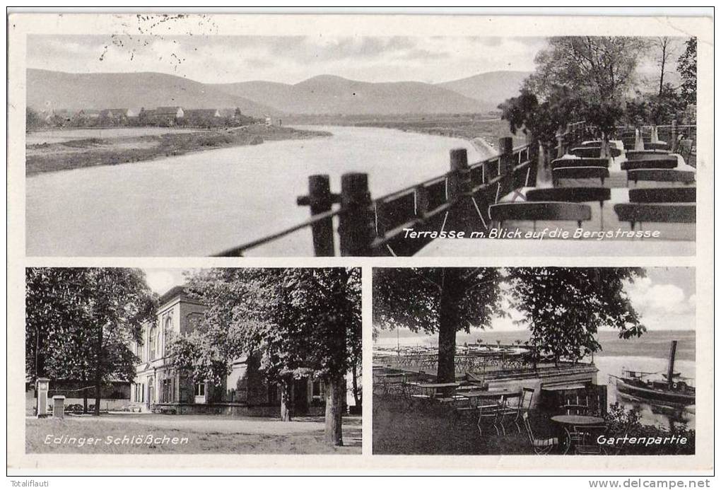 Edingen Am Neckar Gaststätte Edinger Schlößchen Inhaber Georg Werz Amt Ladenburg 21.6.1937 Gelaufen - Ladenburg