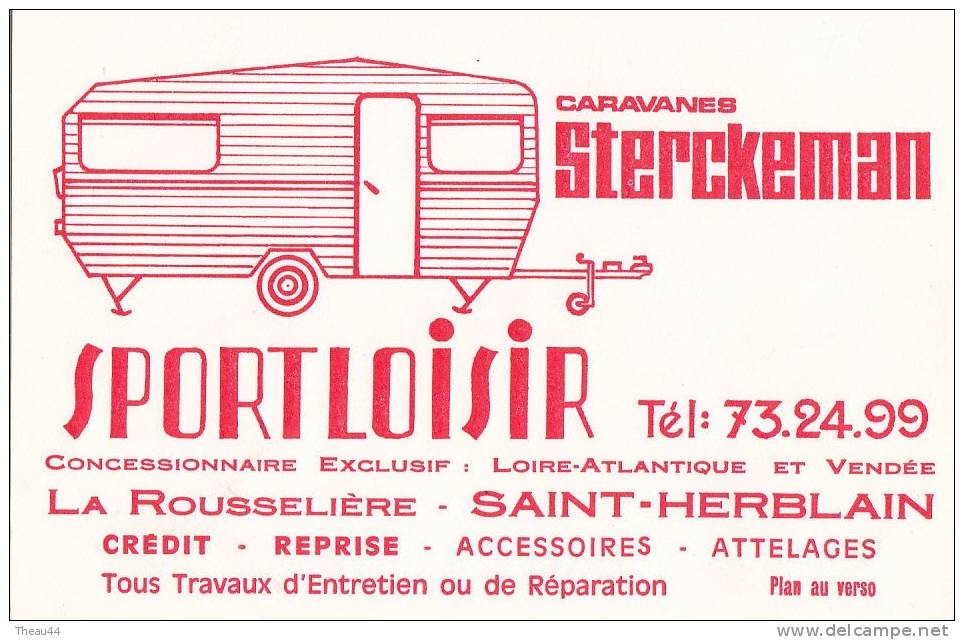 Attention Carte De Visite (dim 12 X 8) Du Concessionnaire De Caravanes " STERCKEMAN " Route De Saint-Etienne - Visiting Cards