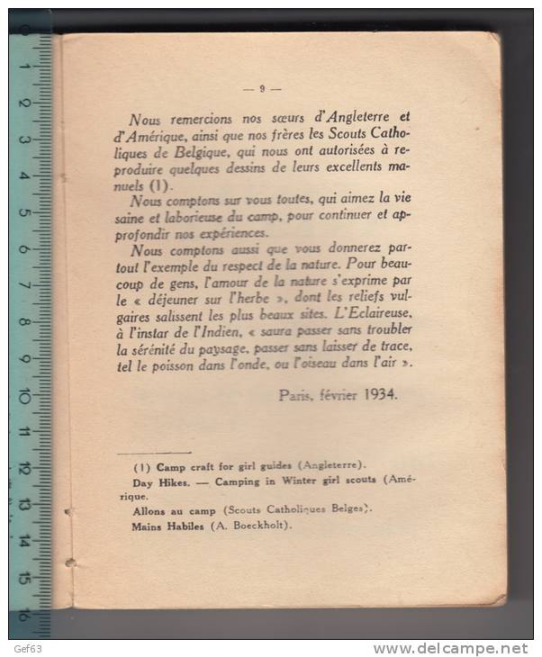 Le Manuel De Camp - Fédération Française Des éclaireuses - 1934 - Bricolage / Technique