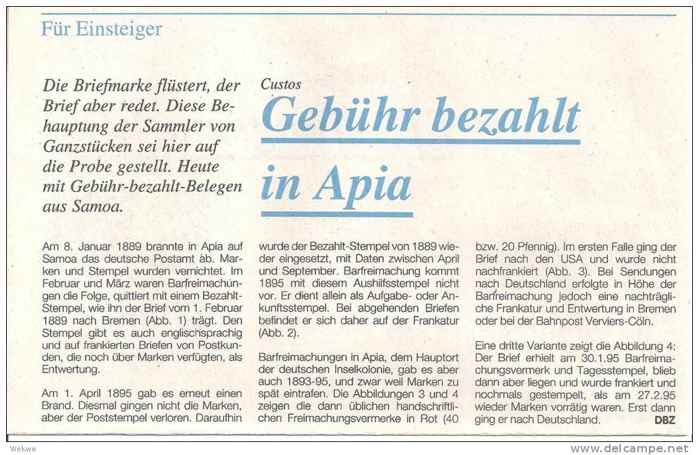 Dt. Samoa - Gebuhr Bezahlt 1889 Und 1893-95 - Kolonien Und Auslandsämter
