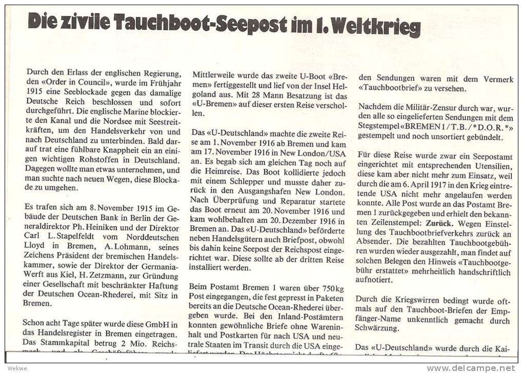 Tauchboot Seepost 1916/17 Nah USA - Seepost & Postgeschichte