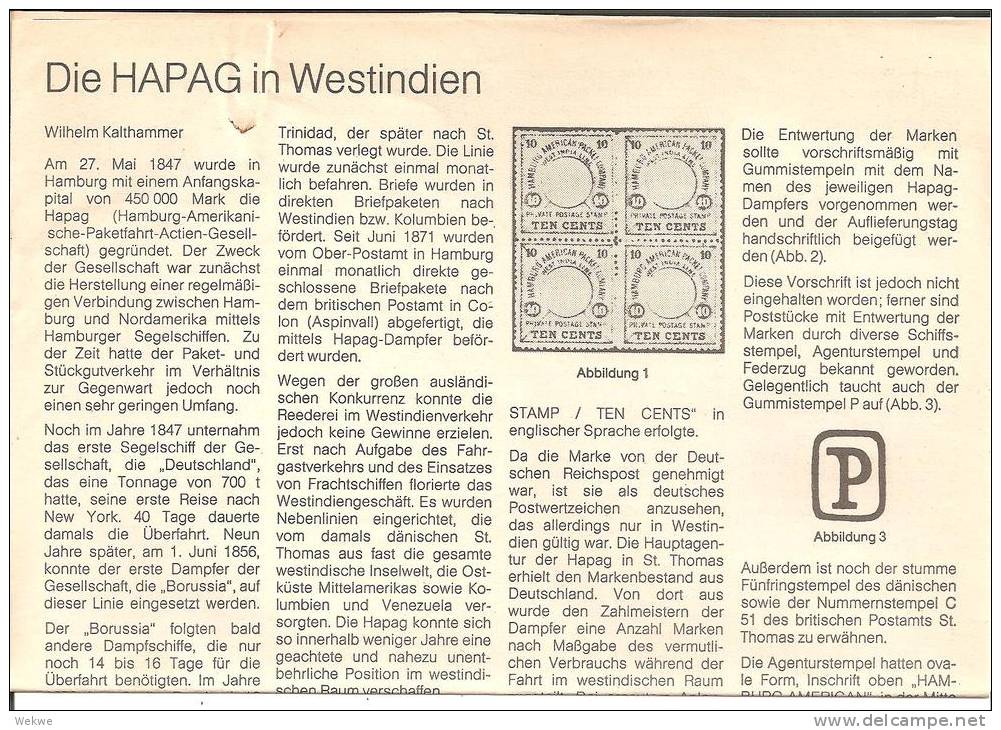 HAPAG Postdienste In Westindien ( 3 DIN A4 Seiten) - Posta Marittima E Storia Marittima