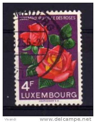 Luxembourg - 1956 - 4 Franc Red Roses - Used - Oblitérés