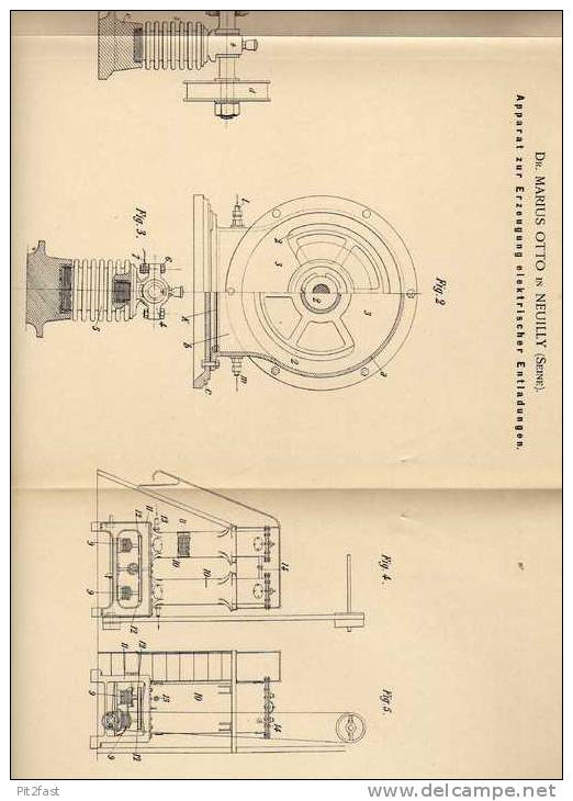 Original Patentschrift - Dr. M. Otto In Neuilly , Seine ,1899 , Apparat Für Elektrische Entladungen !!! - Historische Dokumente