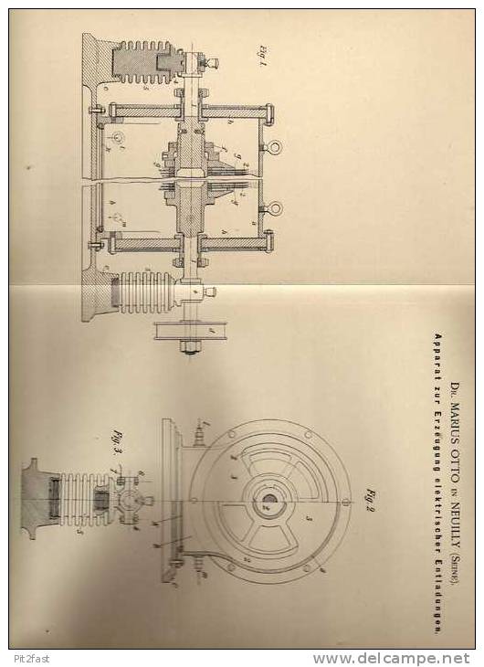 Original Patentschrift - Dr. M. Otto In Neuilly , Seine ,1899 , Apparat Für Elektrische Entladungen !!! - Historische Dokumente