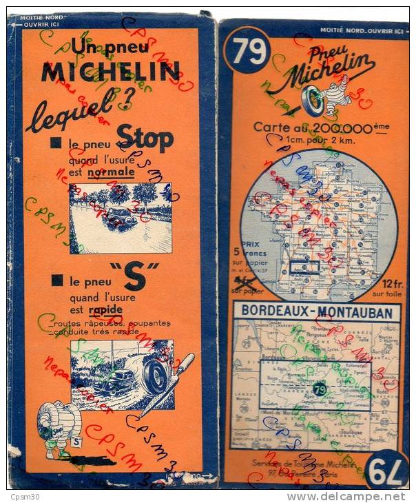 Carte Géographique MICHELIN - N° 079 BORDEAUX - MONTAUBAN N° 1111 3629 - Strassenkarten