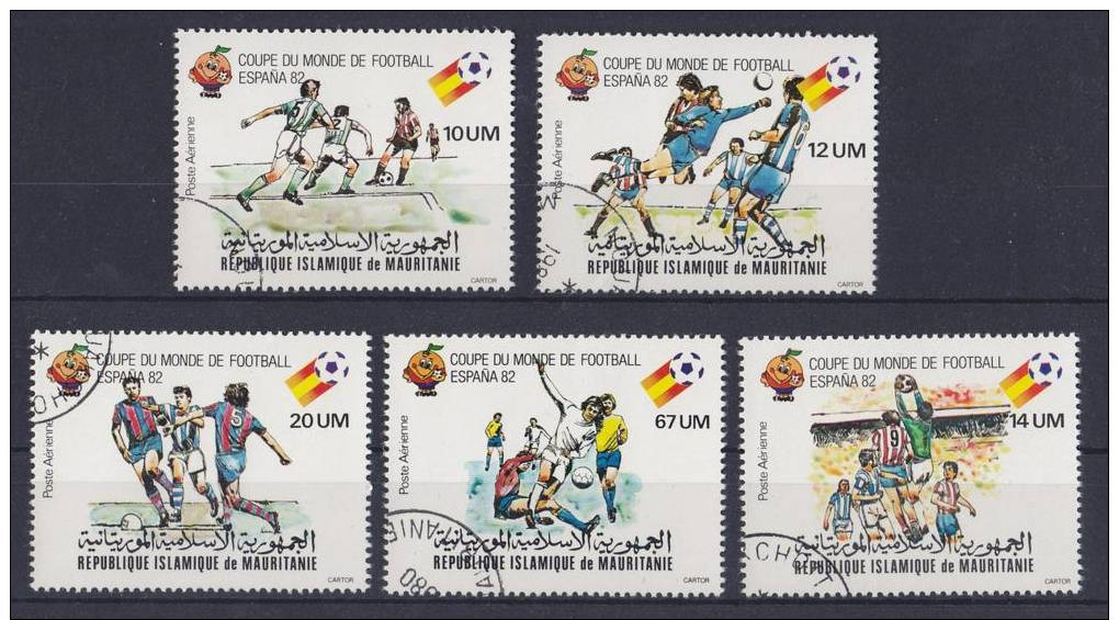 Mauretanien Mi. 691-95 Gest. Fußball WM 1982 Spanien - Mauritania (1960-...)