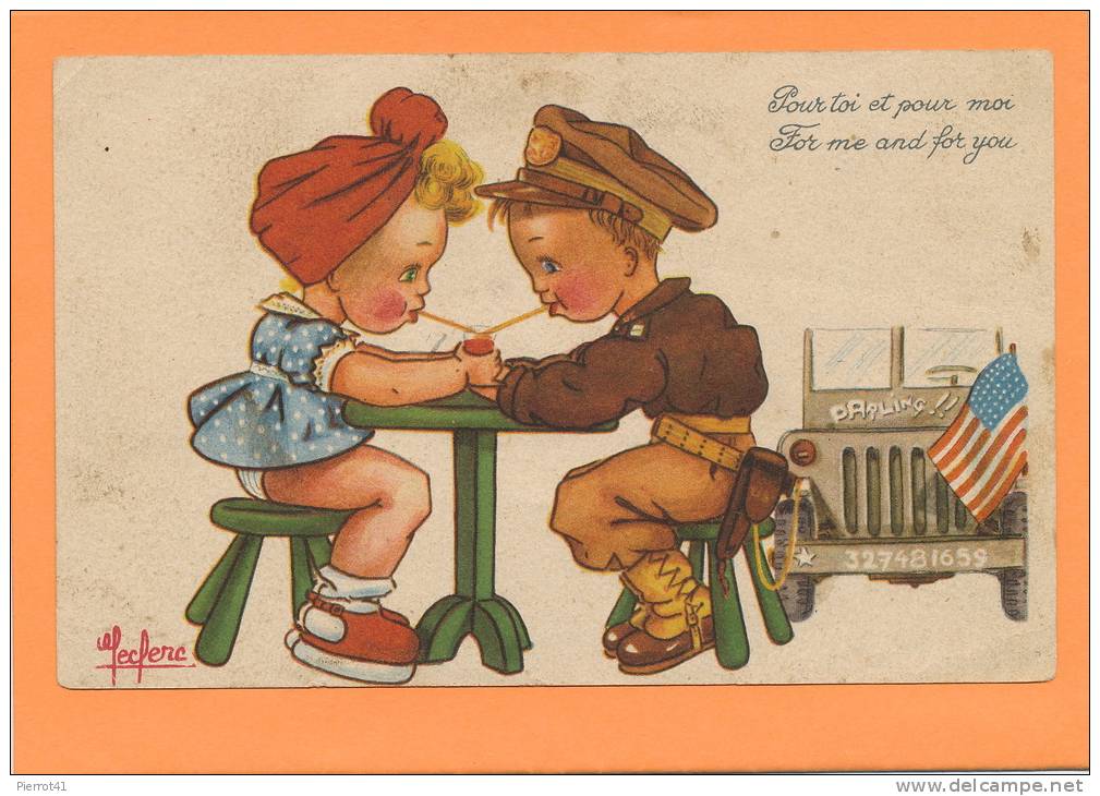 ENFANTS - Jolie Carte Fantaisie Enfants  "For Me And For You" Signée LECLERC - Leclerc