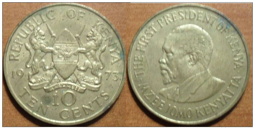 1973 - Kénia - 10 Cent, Jomo Kényatta, Avec Légende, Diam 30,.8mm, Km 11, état B - Kenia