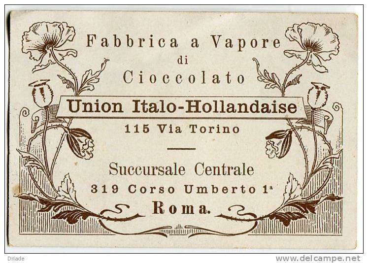 FIGURINA CROMO PUBBLICITA FABBRICA A VAPORE CIOCCOLATO UNION ITALO-OLANDESE ROMA - Autres & Non Classés