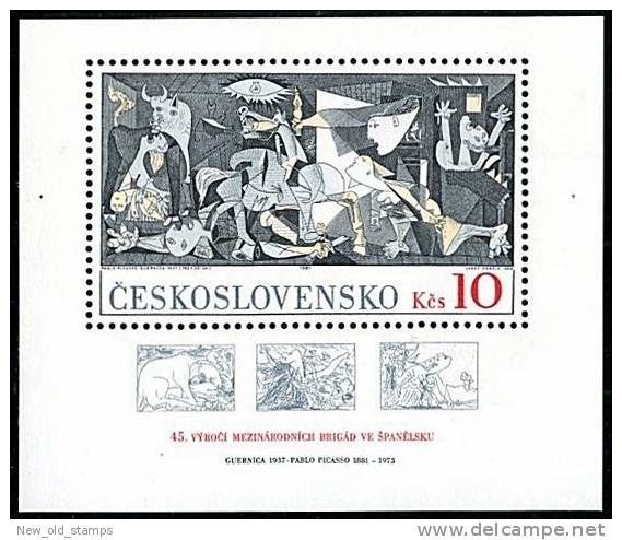 CZECHOSLOVAKIA 1981 Picasso Paintings GUERNICA S/S MNH SPAIN CIVIL WAR - Unused Stamps