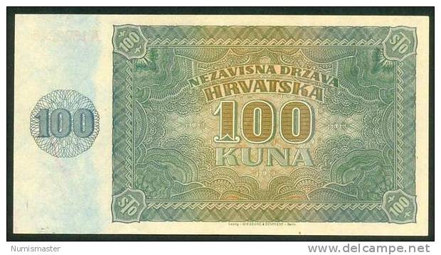 CROATIA , N D H , 100 KUNA 26.5.1941. P-2 , XF - Croatia