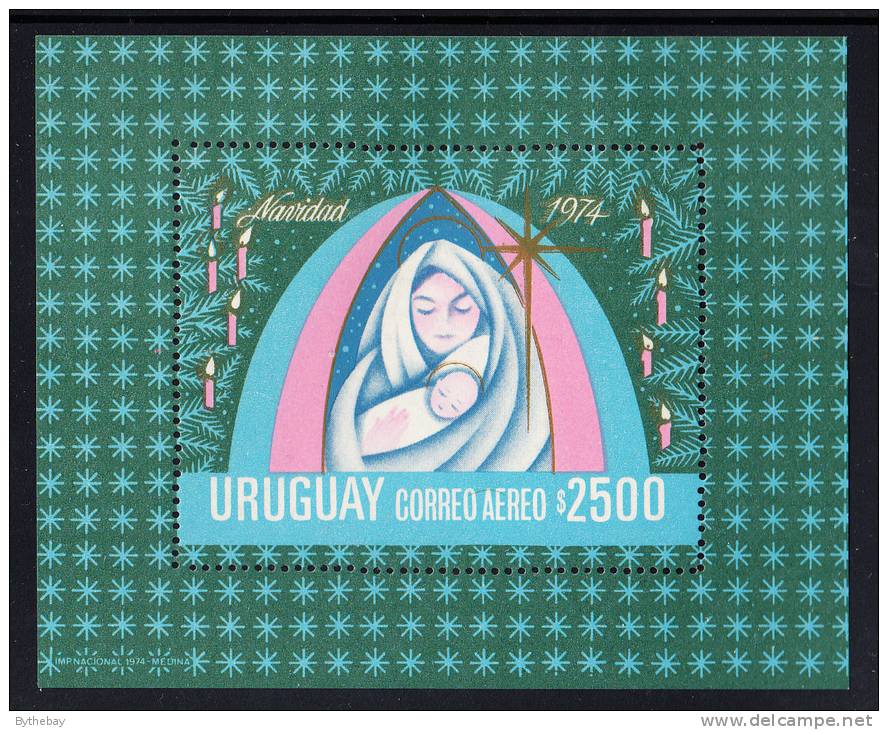 Uruguay MNH Scott #C401 Souvenir Sheet 2500p Virgin & Child - Christmas - Gum Bend - Uruguay