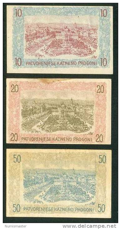 CROATIA , ZAGREB , 10 , 20 & 50 FILLER 14.6.1919 . XF - Kroatië