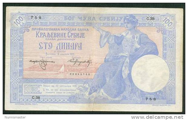 SERBIA , 100 DINARA IN SILVER 5.1.1905. , P-12a - Serbie